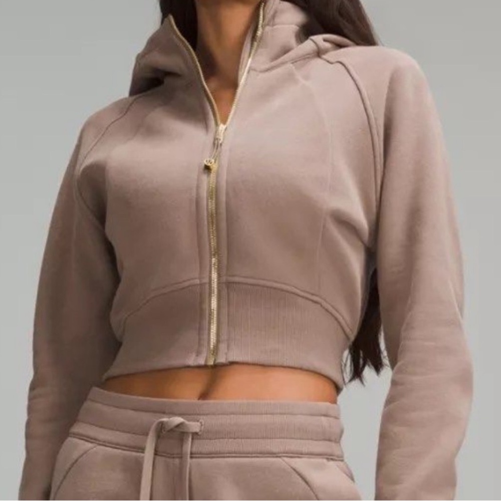 Lululemon full zip cropped scuba hoodie taupetastic